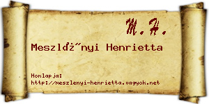 Meszlényi Henrietta névjegykártya