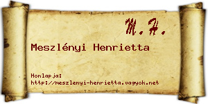 Meszlényi Henrietta névjegykártya